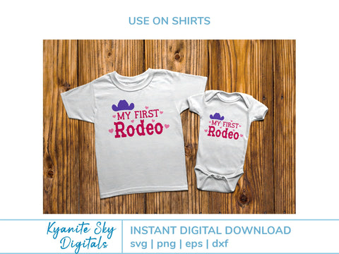 My First Rodeo SVG western quote with hearts for shirt or sign SVG Kyanite Sky Digitals 