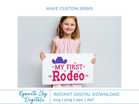 My First Rodeo SVG western quote with hearts for shirt or sign SVG Kyanite Sky Digitals 