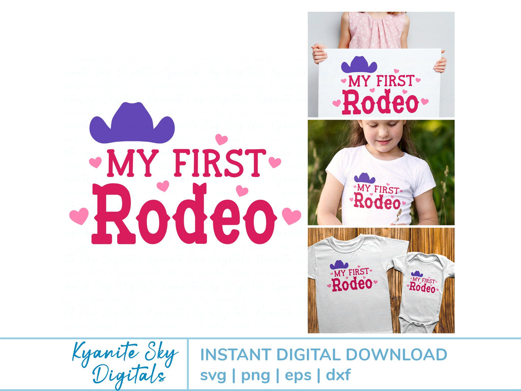 My First Rodeo SVG western quote with hearts for shirt or sign - So Fontsy