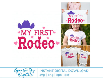 My First Rodeo SVG western quote with hearts for shirt or sign SVG Kyanite Sky Digitals 