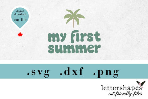 My First Summer SVG Cut File - Palm Tree Design for Baby's Summer Outfit - Seasonal Craft Vector File SVG Lettershapes 
