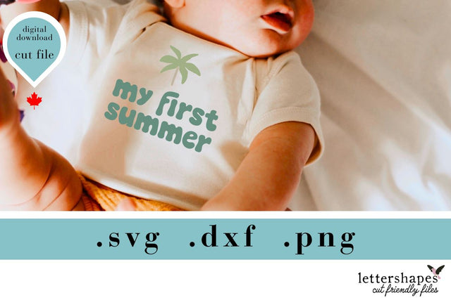 My First Summer SVG Cut File - Palm Tree Design for Baby's Summer Outfit - Seasonal Craft Vector File SVG Lettershapes 