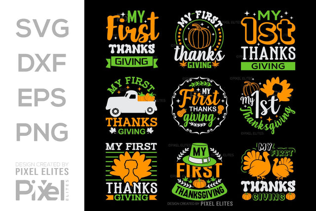 My First Thanksgiving SVG Thanksgiving Bundle Happy Autumn Hello Fall Thanksgiving Quote PET 00948 SVG ETC Craft 