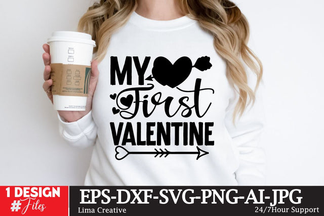 My First Valentine SVG Cut File, Valentine's Day T-shirt Design,Happy Valentine's Day ,Valentine's Day Sublimation SVG Insomnia Std 