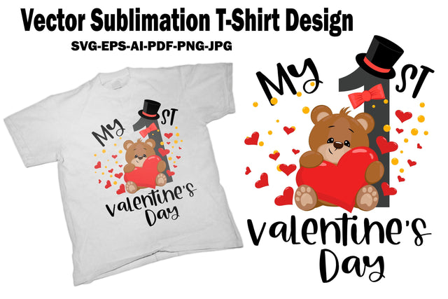 My First Valentines Day Vector Sublimation T-Shirt Design for boys Sublimation Yuliya 