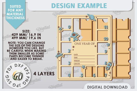 My First Year Photo Frame Laser Cut. Baby Photo Frame SVG SVG Evgenyia Guschina 