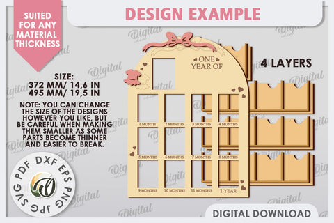 My First Year Photo Frame Laser Cut. Baby Photo Frame SVG SVG Evgenyia Guschina 