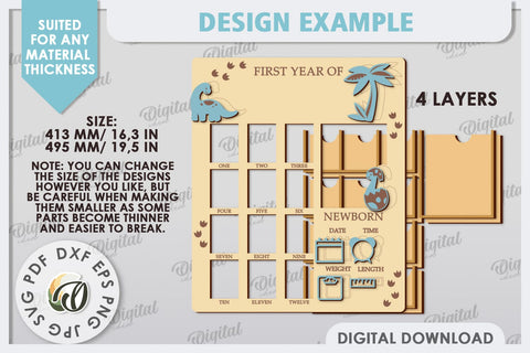 My First Year Photo Frame Laser Cut. Baby Photo Frame SVG SVG Evgenyia Guschina 