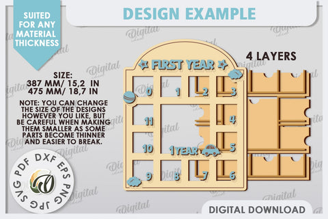 My First Year Photo Frame Laser Cut. Baby Photo Frame SVG SVG Evgenyia Guschina 