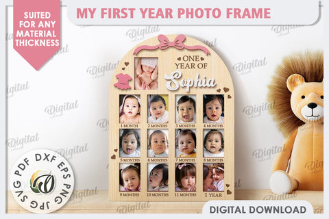 My First Year Photo Frame Laser Cut. Baby Photo Frame SVG SVG Evgenyia Guschina 