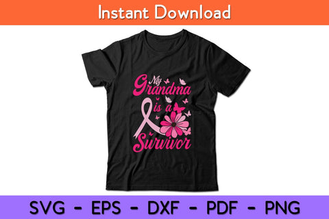 My Grandma Is A Survivor Butterfly Breast Cancer Awareness Svg Design SVG artprintfile 