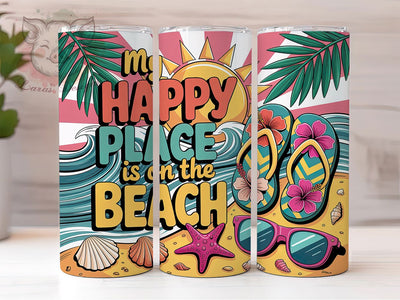 My Happy Place 20oz Tumbler Wrap, My Happy Place Sublimation, On The Beach PNG, Coastal Lifestyle Design, 20oz Tumbler Wrap, Ocean Theme Sublimation, Summer Vibes Wrap Sublimation Lara' s Designs 