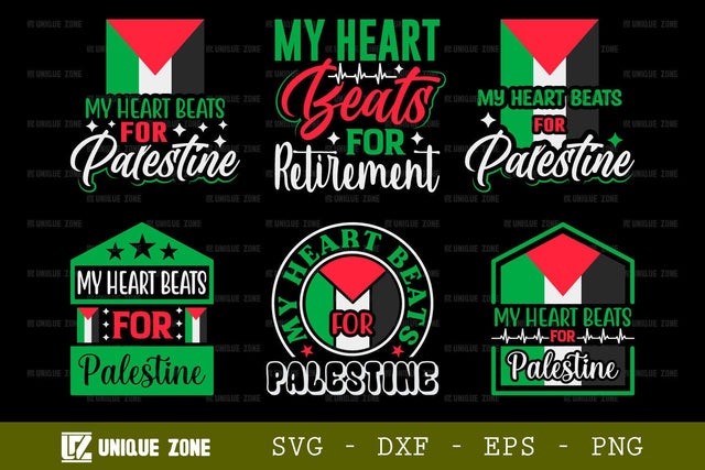My Heart Beats For Palestine SVG Freedom For Palestine Tshirt Bundle Palestine Quote Design, TG 0026 SVG Unique Zone 