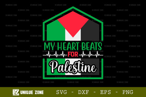 My Heart Beats For Palestine SVG Freedom For Palestine Tshirt Bundle Palestine Quote Design, TG 0026 SVG Unique Zone 
