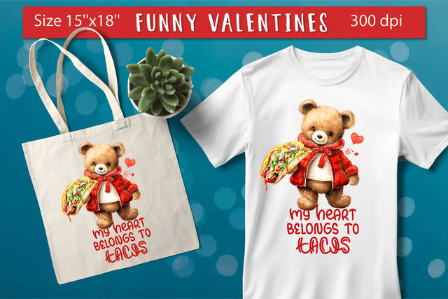 My heart belongs to Tacos, Funny valentines day sublimation Sublimation Olga Boat Design 