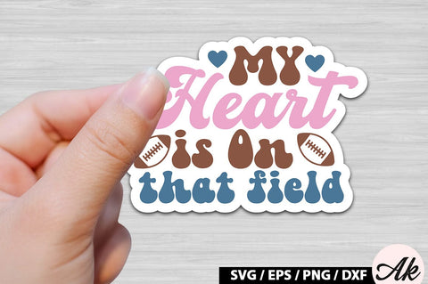 My heart is on that field Retro Stickers SVG akazaddesign 