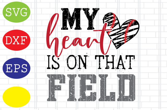 My Heart is on that Field Svg, Softball Silhouette, Softball File, Baseball Cut File, Sport Svg, Jpg, Eps, Dxf Files SVG DigitalSvgFiles 