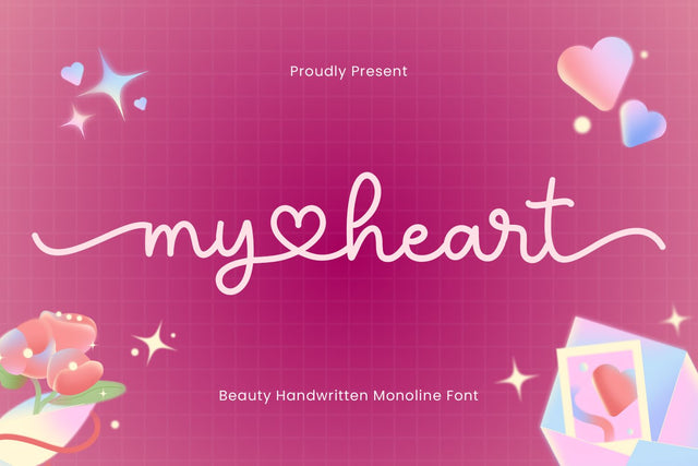 My Heart - Valentine Font Font Mozarella 