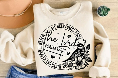 My help comes from the lord SVG, Christian Floral SVG, Retro Christian SVG, Bible Verse SVG, Flower Jesus SVG Design SVG Regulrcrative 