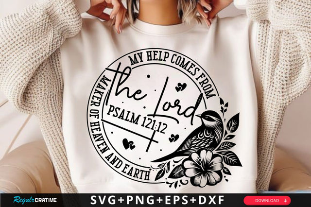 My help comes from the lord SVG, Christian Floral SVG, Retro Christian SVG, Bible Verse SVG, Flower Jesus SVG Design SVG Regulrcrative 
