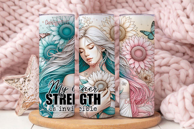 My Inner Strength is Invincible Tumbler Wrap 20oz Skinny, Motivational Quote, Funny Sarcastic Tumbler, Sarcastic Sublimation Design PNG Sublimation DesignSVG 