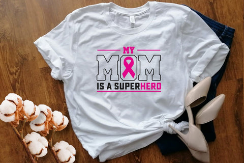 My Mom Is My Superhero Breast Cancer Awareness Svg, Her Fight is My Fight, Awareness Ribbon Svg, Breast Cancer Gifts, Svg Files for Cricut SVG DesignDestine 