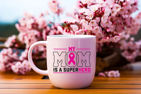 My Mom Is My Superhero Breast Cancer Awareness Svg, Her Fight is My Fight, Awareness Ribbon Svg, Breast Cancer Gifts, Svg Files for Cricut SVG DesignDestine 