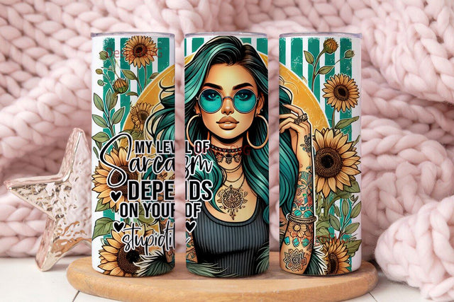 My My Level of Sarcasm Depends on Your Level of Stupidity Tumbler Wrap, Sarcastic Sublimation Design, Digital Download PNG Sublimation DesignSVG 