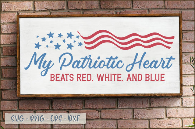 My patriotic heart beats red, white, and blue Sign SVG SVG Shetara Begum 