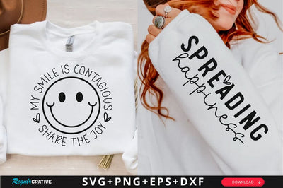 My Smile is Contagious Share the Joy Sleeve SVG Design, Inspirational sleeve SVG, Motivational Sleeve SVG Design, Positive Sleeve SVG SVG Regulrcrative 