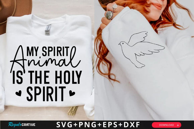 My Spirit Animal is the Holy Spirit Sleeve SVG Design, Christian Sleeve SVG, Faith SVG Design, Jesus Sleeve SVG SVG Regulrcrative 