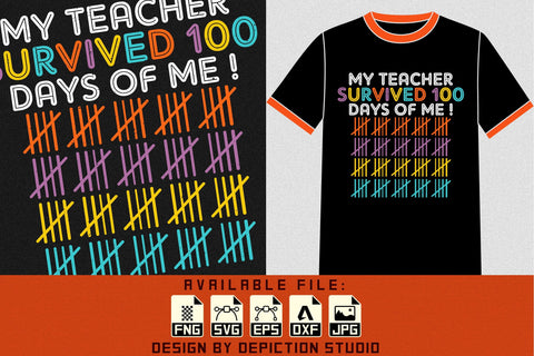 My Teacher Survived 100 Days Of Me T-Shirt, Back To School Shirt, Kindergarten Kids Shirt Print Template Sketch DESIGN Depiction Studio 