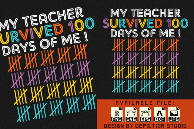 My Teacher Survived 100 Days Of Me T-Shirt, Back To School Shirt, Kindergarten Kids Shirt Print Template Sketch DESIGN Depiction Studio 