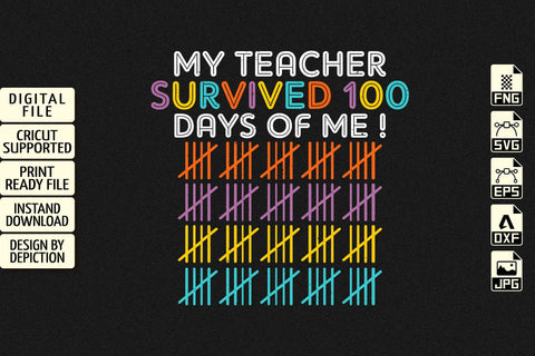 My Teacher Survived 100 Days Of Me T-Shirt, Back To School Shirt, Kindergarten Kids Shirt Print Template Sketch DESIGN Depiction Studio 