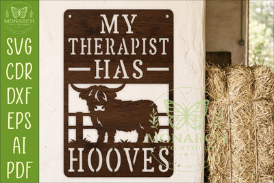 My Therapist Has Hooves Highland Cow Wall Sign SVG | Funny SVG APInspireddesigns 