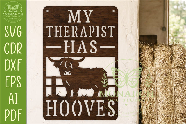 My Therapist Has Hooves Highland Cow Wall Sign SVG | Funny SVG APInspireddesigns 