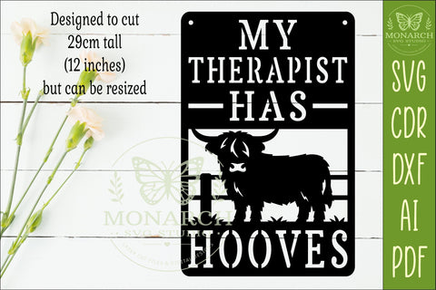 My Therapist Has Hooves Highland Cow Wall Sign SVG | Funny SVG APInspireddesigns 