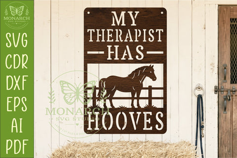 My Therapist Has Hooves Horse Wall Sign, Funny Equestrian SVG APInspireddesigns 