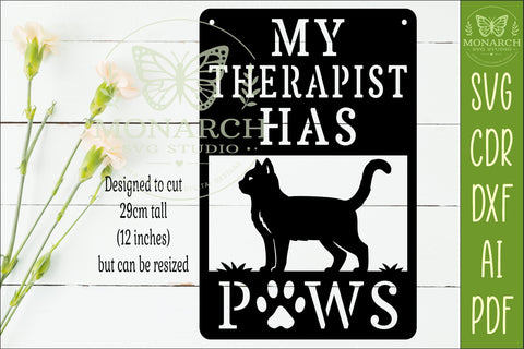 My Therapist Has Paws Cat Wall Sign SVG | Funny Cat Lover SVG APInspireddesigns 