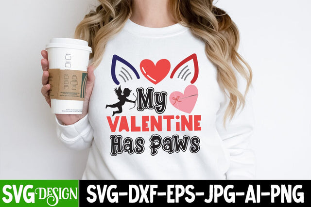 My Valentine has Paws SVG Cut File, My Valentine has Paws Sublimation Design PNG, Valentine's Day SVG Cut File,Happy Valentine's Day SVG ,Valentine SVG Bundle, Love SVG Bundle SVG BlackCatsMedia 
