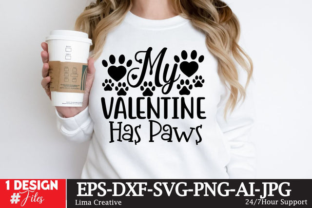 My Valentine Has Paws SVG Cut File, Valentine's Day T-shirt Design,Happy Valentine's Day ,Valentine's Day Sublimation SVG Insomnia Std 