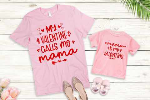 My Valentine I Valentine Matching Shirts Mommy- Me PNG Sublimation Happy Printables Club 