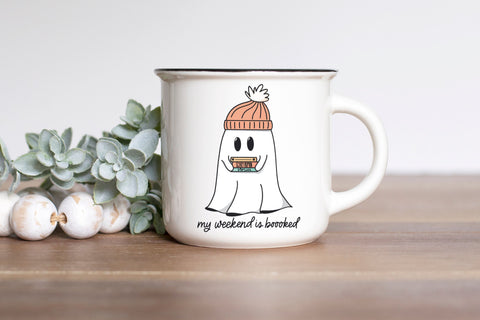 My Weekend is Boooked SVG for Cricut, Cute Reading Ghost PNG for Stickers, Sublimation, TShirts, Bookmarks, Cute Bookish Halloween Sticker SVG Designing Digitals 