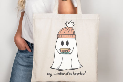 My Weekend is Boooked SVG for Cricut, Cute Reading Ghost PNG for Stickers, Sublimation, TShirts, Bookmarks, Cute Bookish Halloween Sticker SVG Designing Digitals 