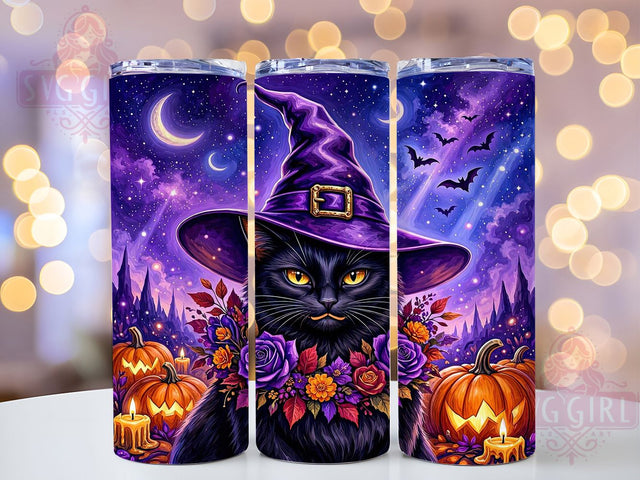 Mystic Black Cat 20oz Tumbler, Black Cat, Mystic Vibes, Halloween Design, Spooky Gothic, Fall Charm, 20oz Wrap, Sublimation Tumbler Sublimation SvggirlplusArt 