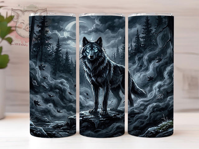 Mystic Black Wolf 20oz Tumbler, Mystic Black Wolf, Black Wolf, Wolf Tumbler, 20oz Tumbler, Mystic Tumbler, Black Tumbler, Tumbler Wrap Sublimation Lara' s Designs 