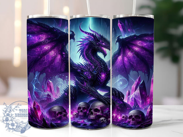 Mystic Crystal Dragon Tumbler, Mystic Crystal Design, Fantasy Dragon Pattern, 20Oz Sublimation Wrap, Crystal Shard Art, Mystic Dragon Texture, Tumbler Sublimation Sublimation ToriDesigns 