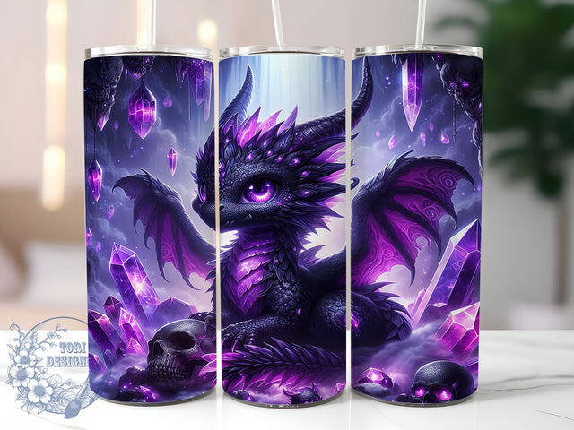 Mystic Crystal Dragon Tumbler, Mystic Crystal Design, Fantasy Dragon Pattern, 20Oz Sublimation Wrap, Crystal Shard Art, Mystic Dragon Texture, Tumbler Sublimation Sublimation ToriDesigns 