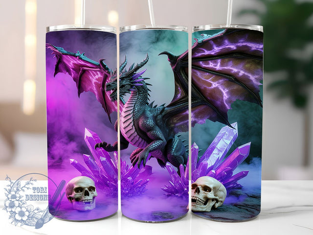 Mystic Crystal Dragon Tumbler, Mystic Crystal Design, Fantasy Dragon Pattern, 20Oz Sublimation Wrap, Crystal Shard Art, Mystic Dragon Texture, Tumbler Sublimation Sublimation ToriDesigns 