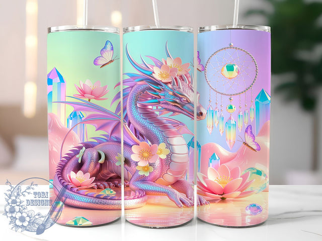Mystic Dragon Dreamcatcher Tumbler, Fantasy Dragon Tumbler, 20Oz Sublimation, Mystic Dreamcatcher Design, Boho Dragon Printable, Tribal Fantasy Wrap, Dragon Art Tumbler Sublimation ToriDesigns 
